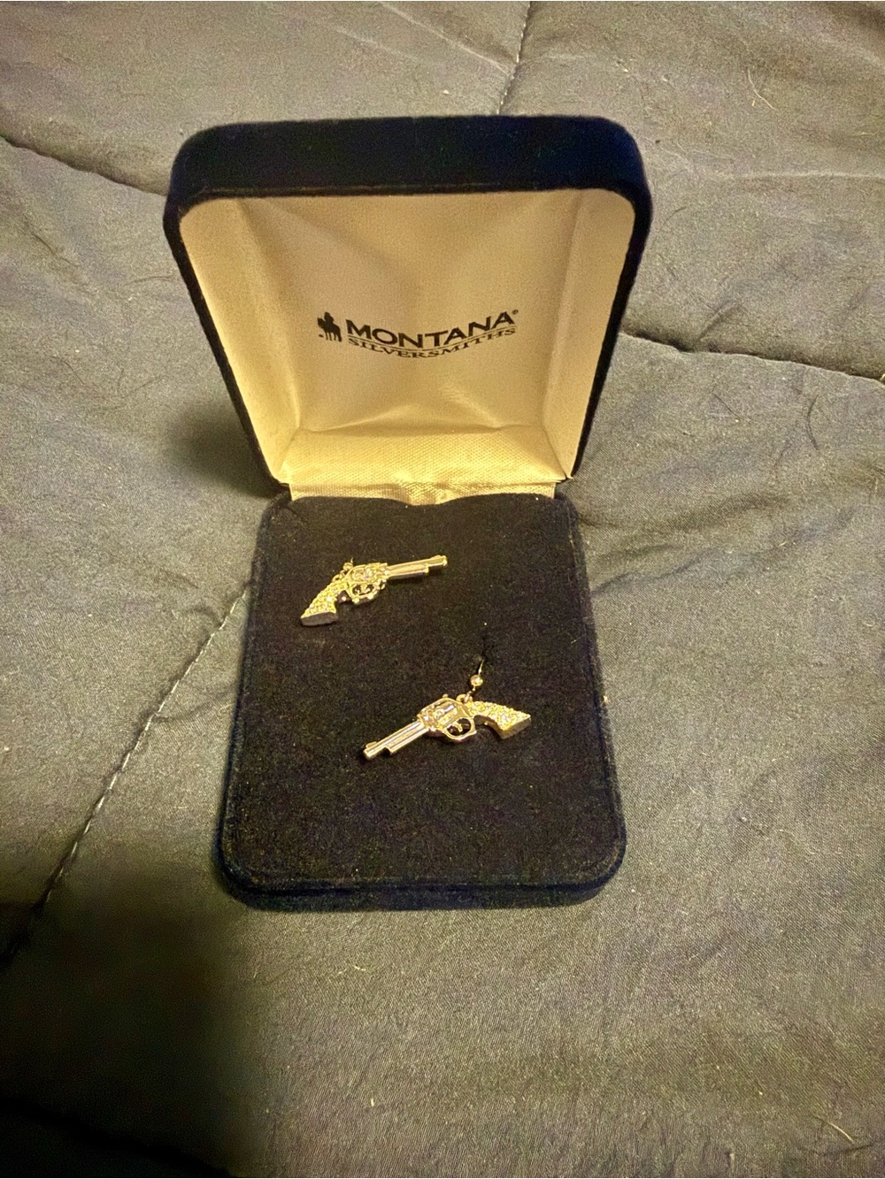 Montana Silversmiths Pistol Dangle Earrings - Silver Tone